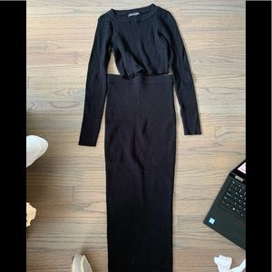 Naked wardrobe crop top midi/maxi skirt set